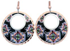 Alcohol ink jewelry, Southwestern hoop earrings LD-375