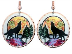 Alcohol ink jewelry wolf earrings LD-366