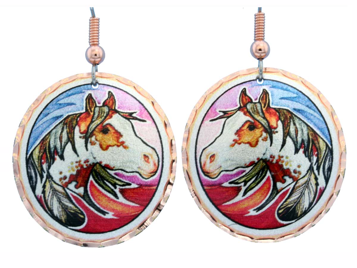 Watercolor artwork horse earrings LD-356 Watercolor artwork horse earrings LD-356