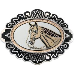 Silver and Copper Horse Head Western Belt Buckles