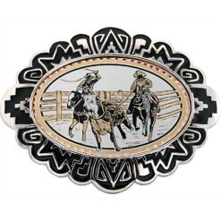 Team roping western belt buckles