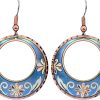 Blue Hoop Flower Earrings F-40