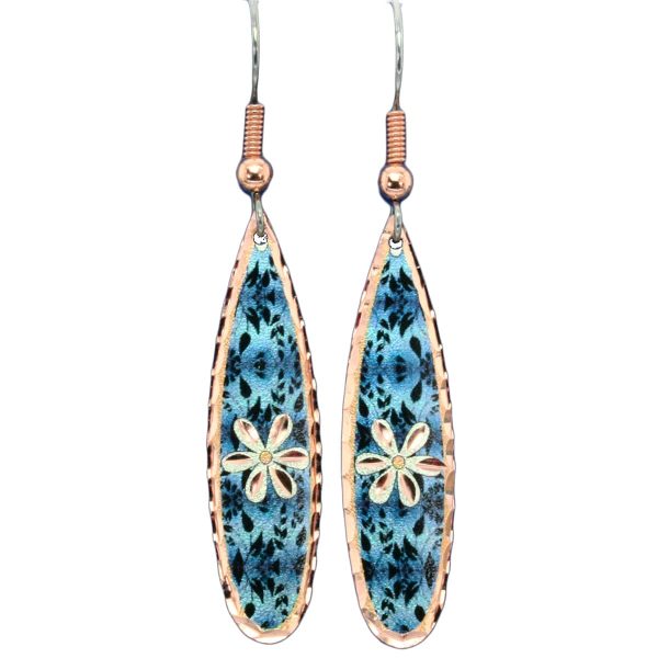 Dainty Teardrop Blue Flower Earrings TL-03