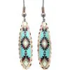 Artisan dainty turquoise-blue and red Southwestern diamond copper earrings