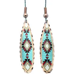 Copper Blue Native Earrings in Teardrop Shape