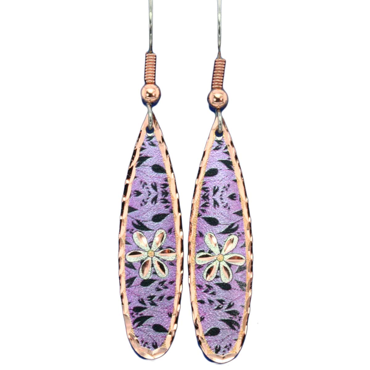 Dainty Teardrop Purple Flower Earrings TL-01 Dainty Teardrop Purple Flower Earrings TL-01