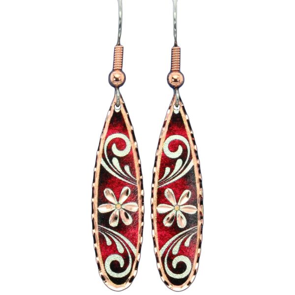 Dainty Teardrop Red Flower Earrings TL-05