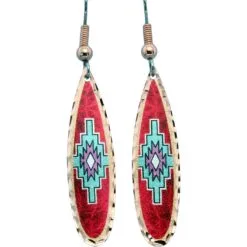 Red Native Earrings in Teardrop Shape
