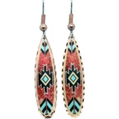 Copper Red & Turquoise Native Teardrop Earrings