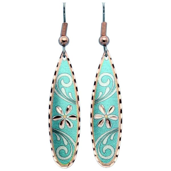 Dainty Teardrop Turquoise Flower Earrings TL-04