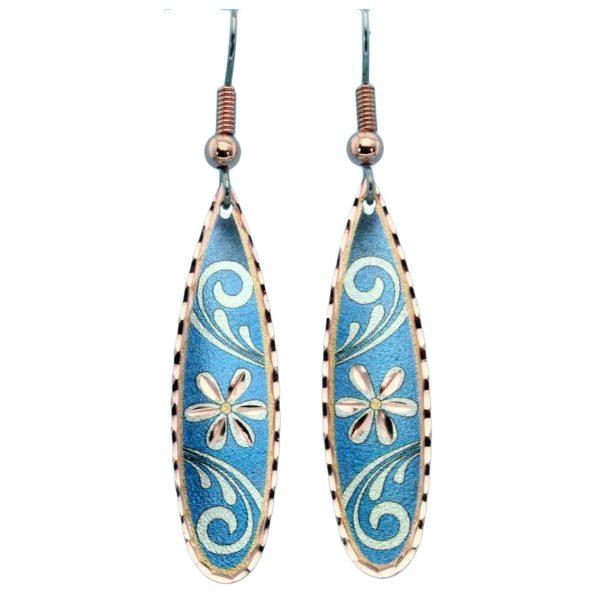Delicate Teardrop Blue Flower Earrings TL-06