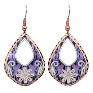 Copper Purple Flower Earrings