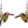 Ruby Throated Hummingbird Earrings CA-493