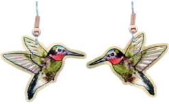 Ruby Throated Hummingbird Earrings CA-493