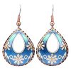Teardrop Blue Flower Earrings F-43