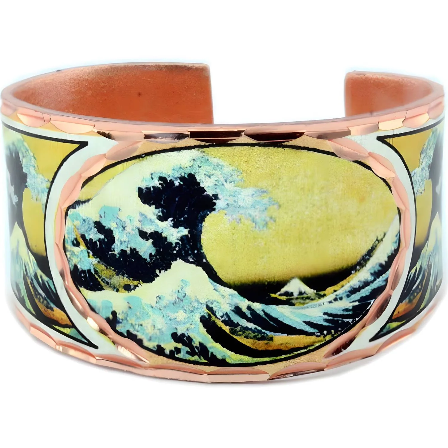 Handcrafted Hokusai Great Wave off Kanagawa adjustable copper ring