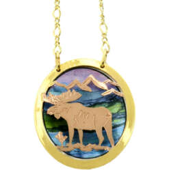 Cut Out Colorful Moose Necklace NPT-61