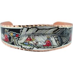 Colorful Buffalo, Teepee, and Feather Artwork Bracelet
