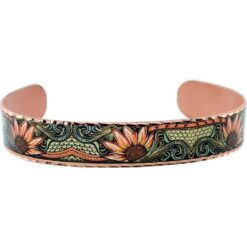 Handmade copper flower Western bracelet, beautifully diamond cut to sparkle
