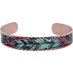 Copper Feather Bracelets in Green and Red Colors
