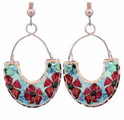 Alcohol Ink Art Dangle Flower Earrings LDm-389