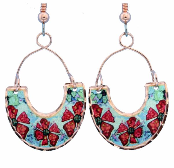 Alcohol Ink Art Dangle Flower Earrings LDm-389