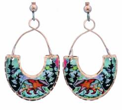 Alcohol Ink Bear Earrings LDm-385