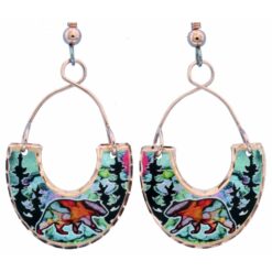 Alcohol Ink Bear Earrings Embellished with Copper Wire