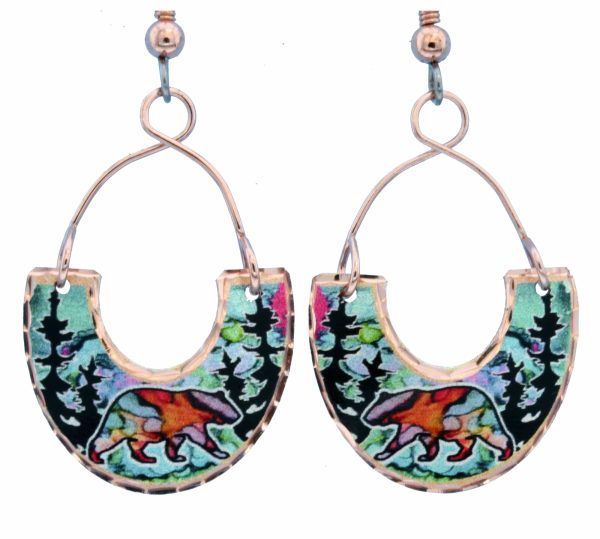 Alcohol Ink Bear Earrings LDm-385