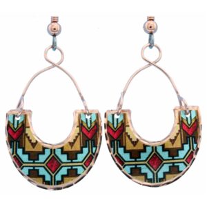 Exquisite jewelry that will steal your breath away: meticulously handcrafted Southwestern Native earrings embellished with copper wire offering timeless elegance. Accentuate your fashion style effortlessly! Featuring a vibrant geometric design, these artisan-crafted Southwestern Native earrings embellished with copper wire are an irresistible addition to your collection and perfectly showcase one of the 7 great ways to up your style with western jewelry. Experience timeless elegance and leave a lasting impression.