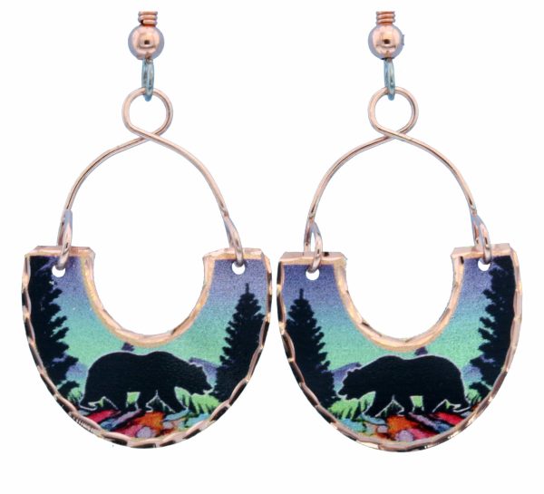 Alcohol Ink Jewelry Dangle Bear Earrings LDm-387