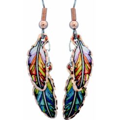 Double Dangle Copper Feather Earrings