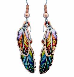 Dainty Copper Feather Dangle Earrings LDm-377