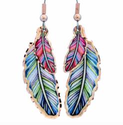 Dangle Copper Feather Earrings