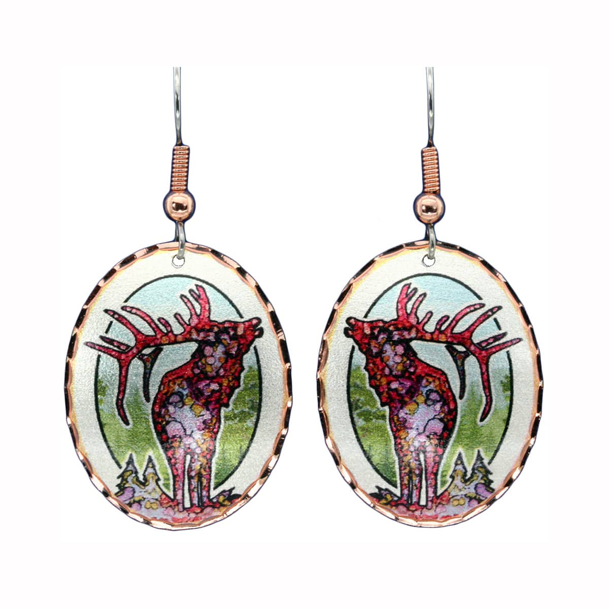 Alcohol Ink Art Jewelry, Elk Earrings LD-428 Alcohol Ink Art Jewelry, Elk Earrings LD-428