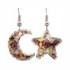 Alcohol Ink Flower Moon and Star Earrings LD-420 Alcohol Ink Flower Moon and Star Earrings LD-420