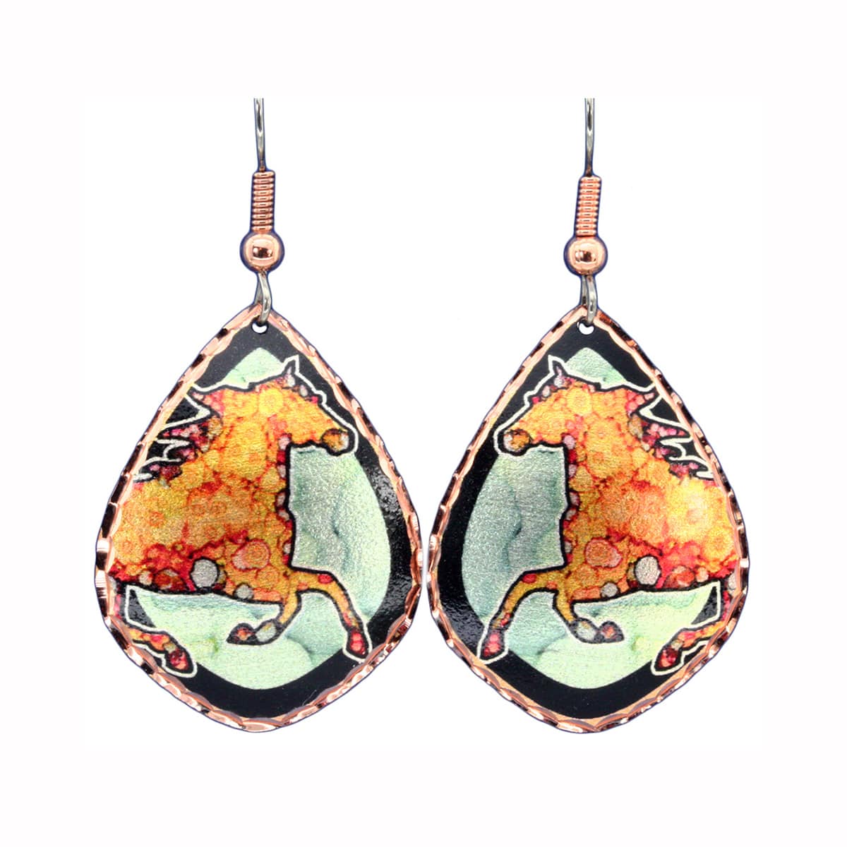 Alcohol Ink Horse Earrings LD-423 Alcohol Ink Horse Earrings LD-423