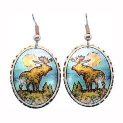Alcohol Ink Moose Earrings LD-416