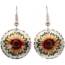 Round Sunflower Earrings