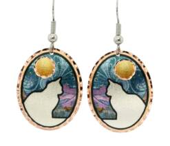 Copper Moon Cat Earrings CA-287