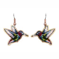 Colorful Copper Hummingbird Earrings LD-417