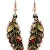 Golden Brown Copper Feather Earrings CF-613