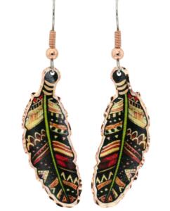 Copper Feather Earrings for Women