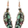 Green Copper Feather Earrings CF-611