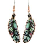 Green Copper Feather Earrings