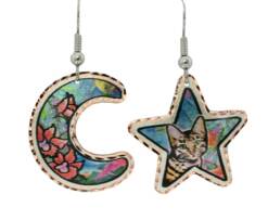 Moon and Star Cat Earrings CA-661