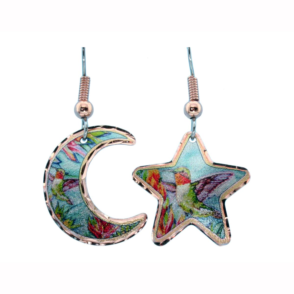 Moon and Star Hummingbird Earrings LD-413 Moon and Star Hummingbird Earrings LD-413