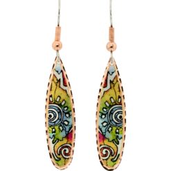 Teardrop Sun Symbol Alcohol Ink Earrings