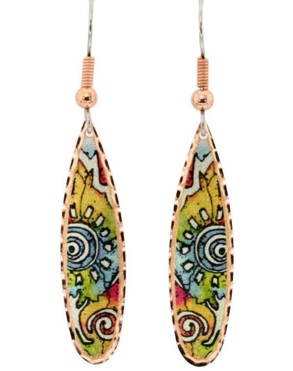 Sun Symbol Alcohol Ink Earrings