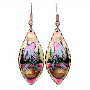 Colorful Copper Sasquatch Bigfoot Earrings